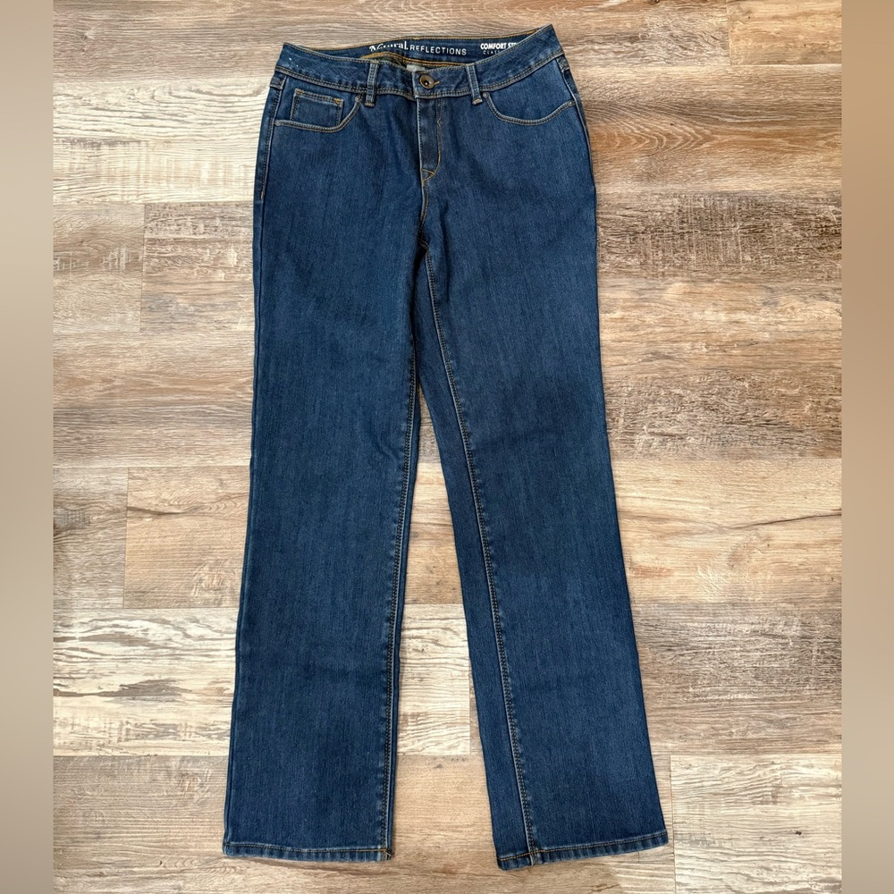Natural Reflections Dark Blue Straight Leg Fleece Lined Jeans